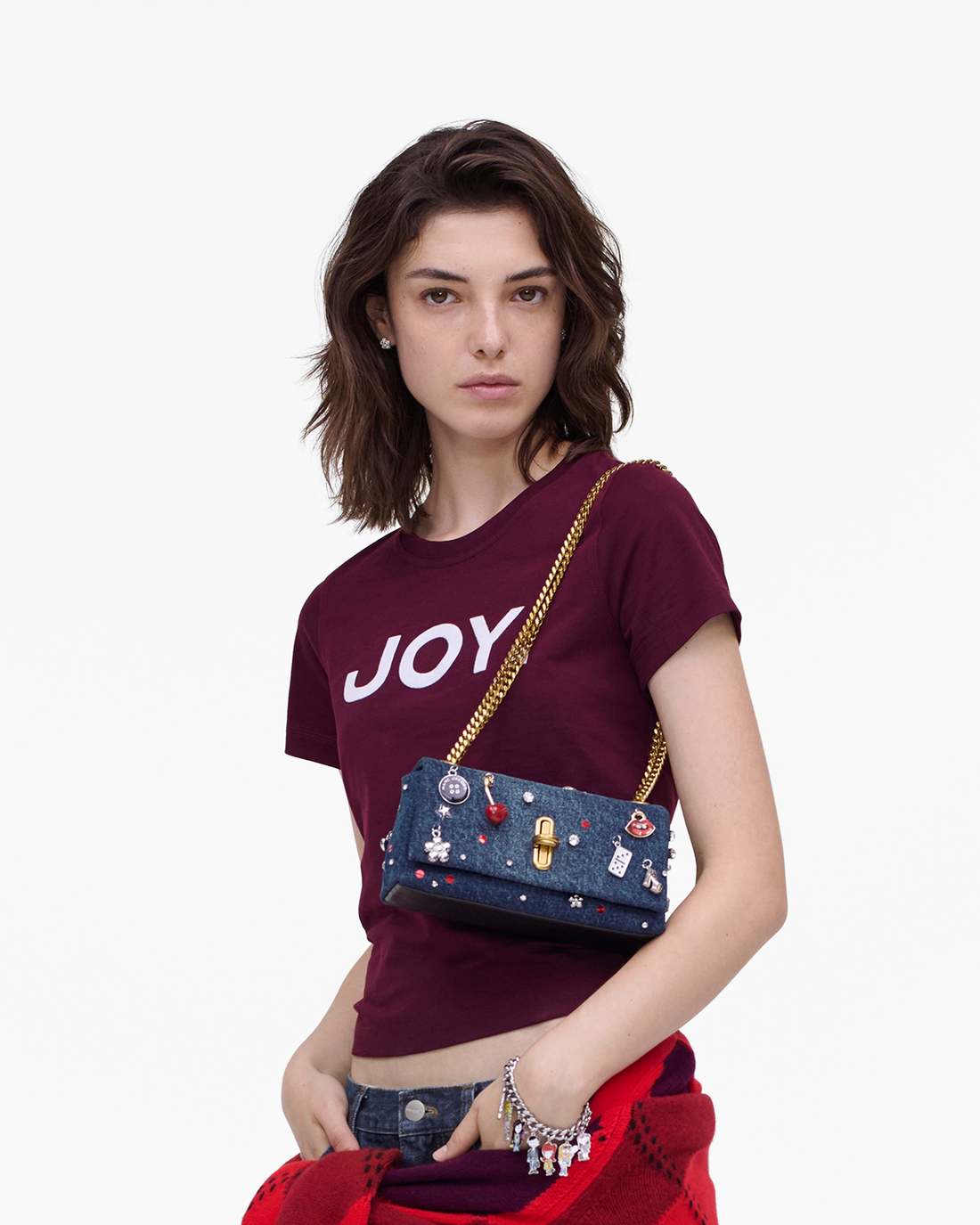 The Trinket Charm Denim Dual Chain Mini Bag Medium Wash Multi - Marc Jacobs Best Seller