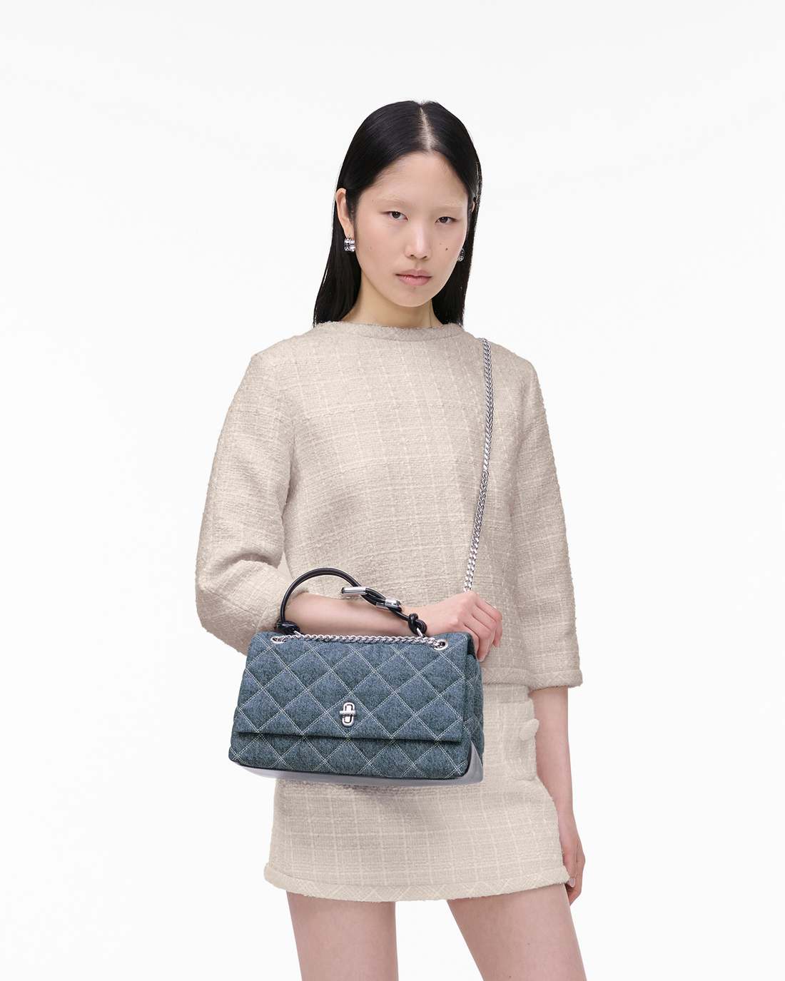 The Quilted Denim Dual Convertible Shoulder Bag Light Wash Indigo - Marc Jacobs Featured