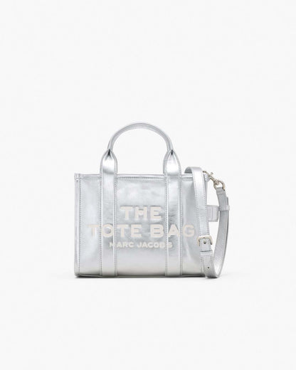 The Metallic Leather Small Tote Bag Metallic Silver - Marc Jacobs Best Seller