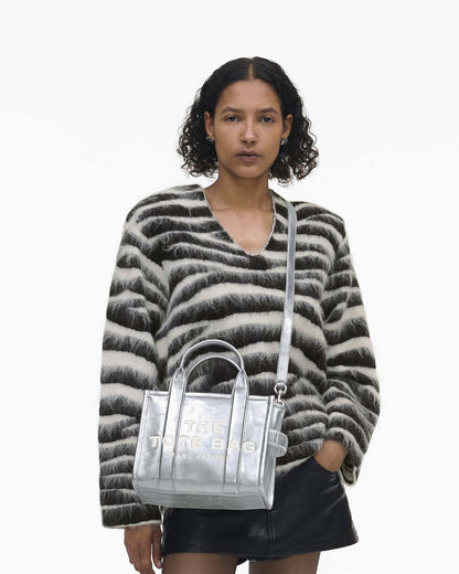 The Metallic Leather Small Tote Bag Metallic Silver - Marc Jacobs Best Seller