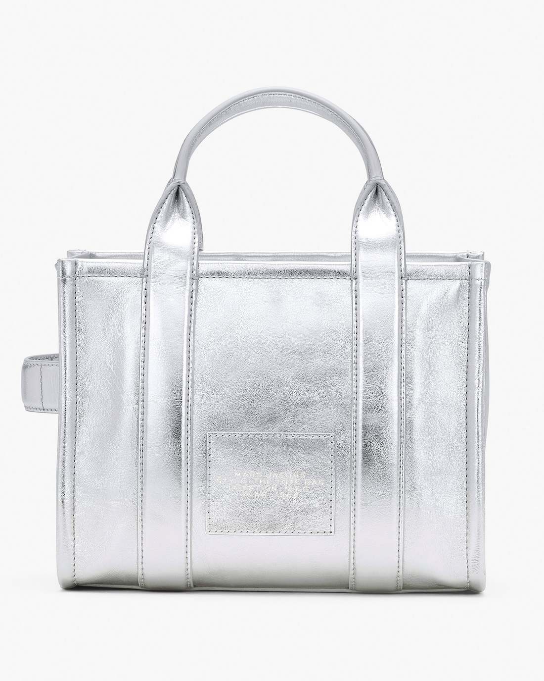 The Metallic Leather Small Tote Bag Metallic Silver - Marc Jacobs Best Seller
