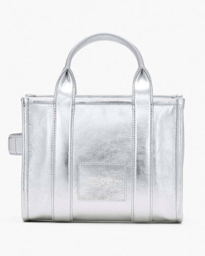 The Metallic Leather Small Tote Bag Metallic Silver - Marc Jacobs Best Seller