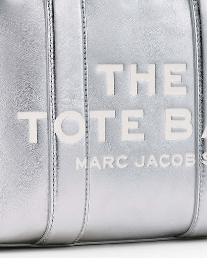 The Metallic Leather Small Tote Bag Metallic Silver - Marc Jacobs Best Seller