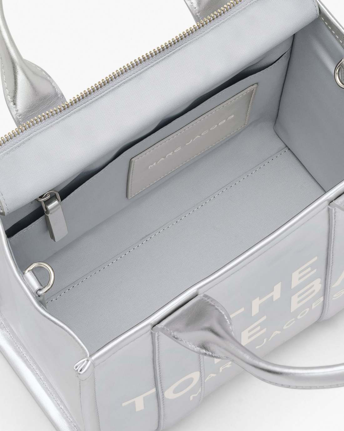 The Metallic Leather Small Tote Bag Metallic Silver - Marc Jacobs Best Seller