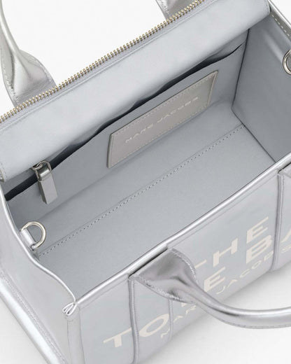 The Metallic Leather Small Tote Bag Metallic Silver - Marc Jacobs Best Seller