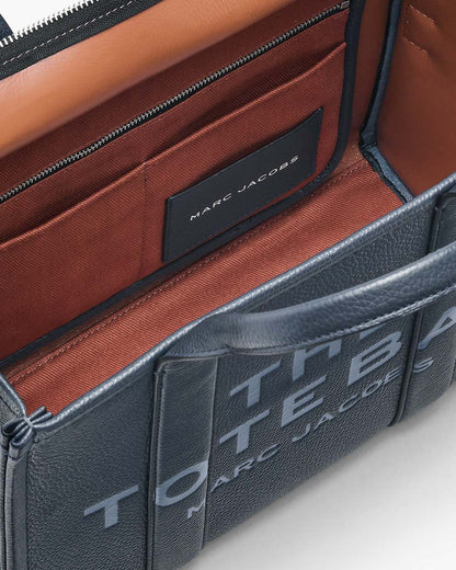 The Leather Medium Tote Bag Blue Sea - Marc Jacobs Signature