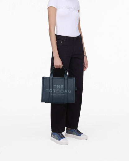 The Leather Medium Tote Bag Blue Sea - Marc Jacobs Signature