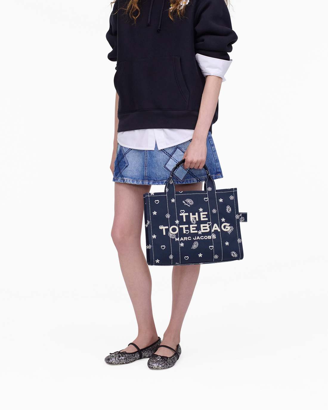 The Bandana Canvas Medium Tote Bag Navy Multi - Marc Jacobs New