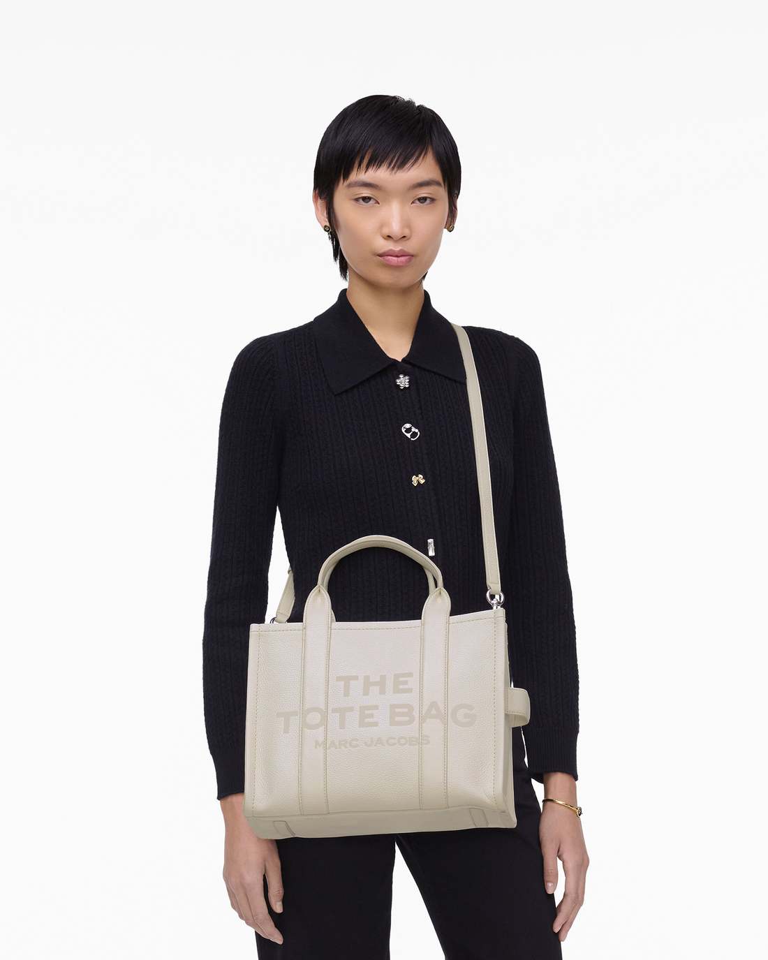 The Leather Medium Tote Bag Cotton/Silver - Marc Jacobs Exclusive