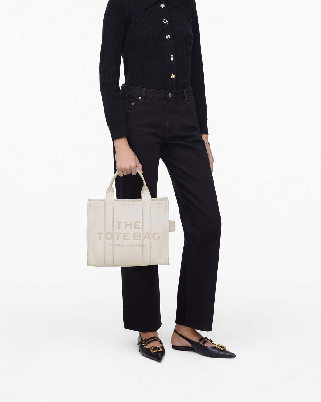 The Leather Medium Tote Bag Cotton/Silver - Marc Jacobs Exclusive