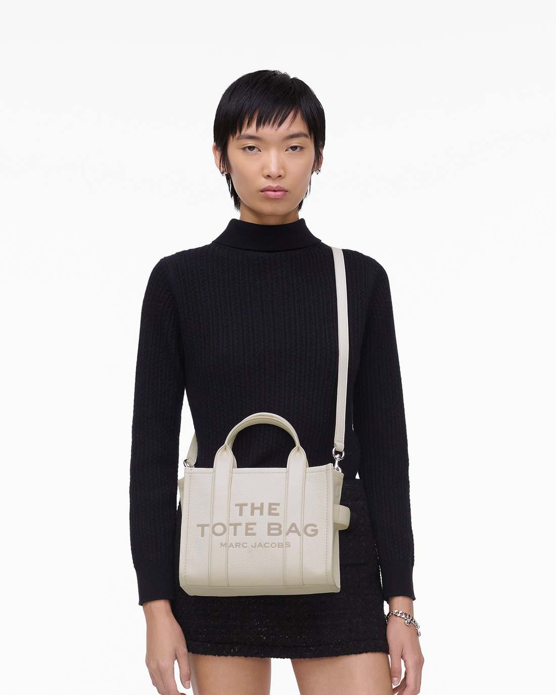 The Leather Small Tote Bag Cotton/Silver - Marc Jacobs Signature