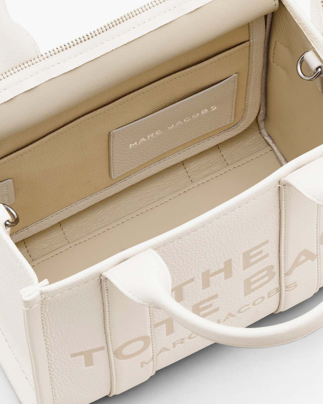 The Leather Small Tote Bag Cotton/Silver - Marc Jacobs Signature
