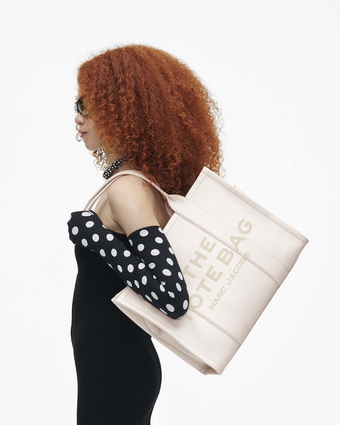 The Leather Large Tote Bag Cotton/Silver - Marc Jacobs New