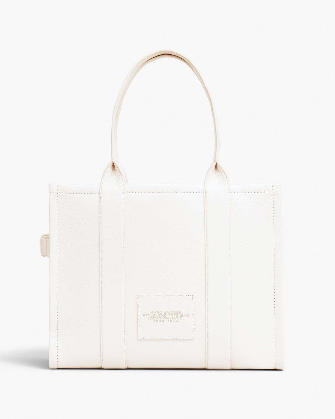 The Leather Large Tote Bag Cotton/Silver - Marc Jacobs New