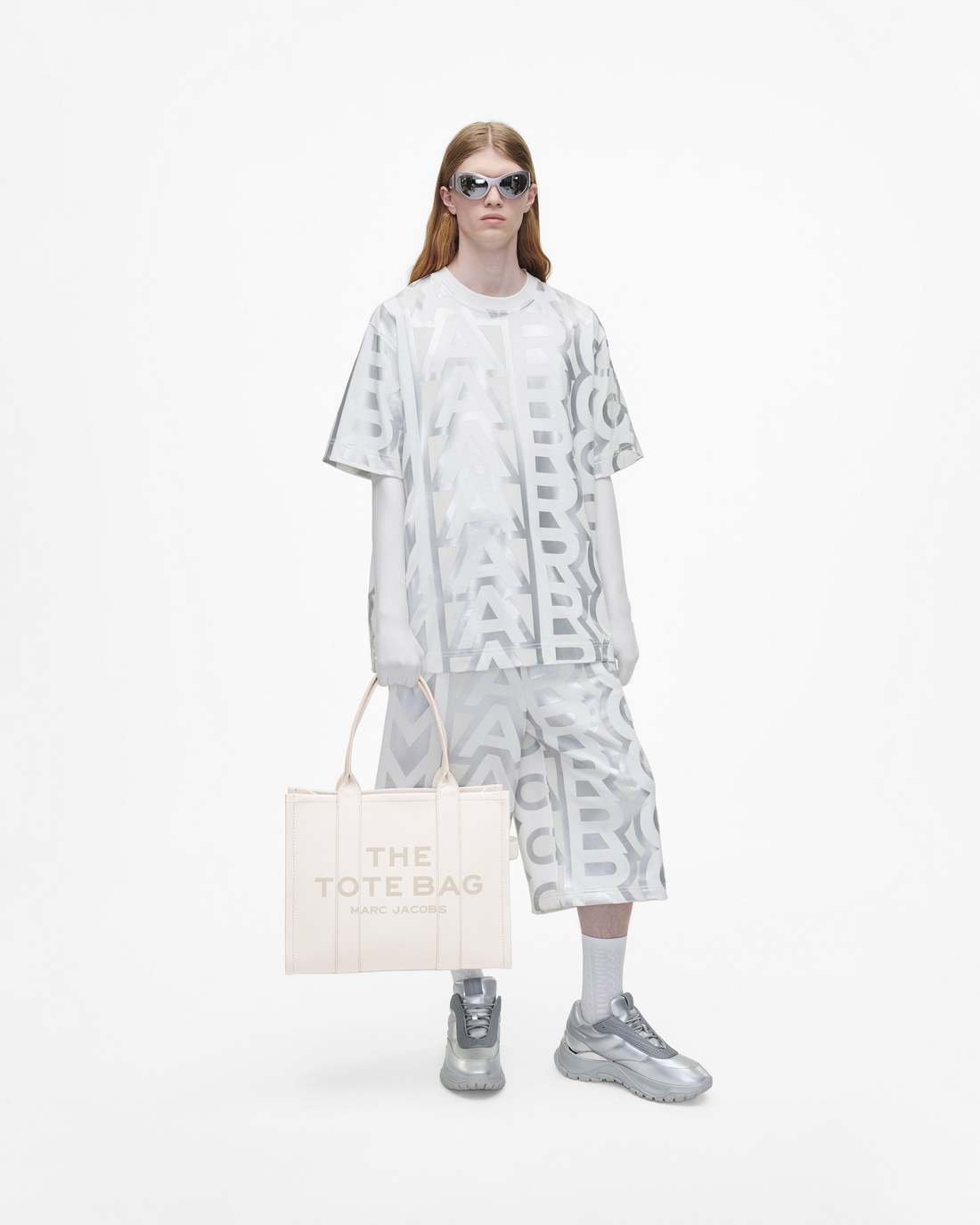 The Leather Large Tote Bag Cotton/Silver - Marc Jacobs New