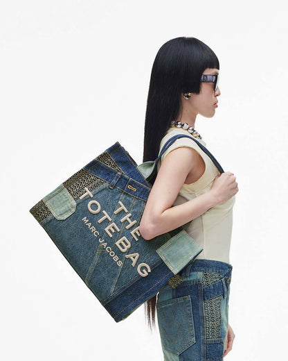The Deconstructed Denim Large Tote Bag Indigo Multi - Marc Jacobs Featured