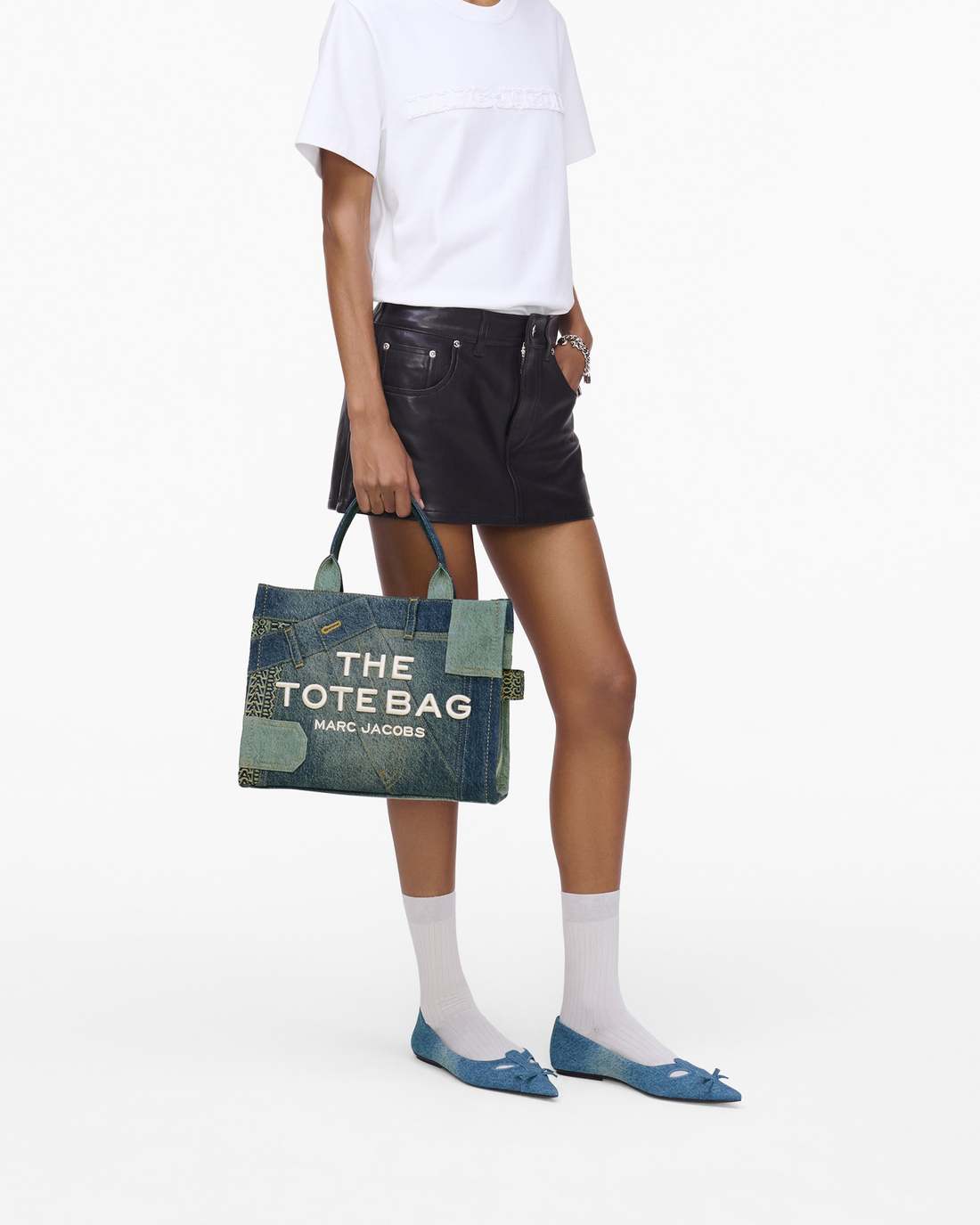The Deconstructed Denim Medium Tote Bag Indigo Multi - Marc Jacobs Popular