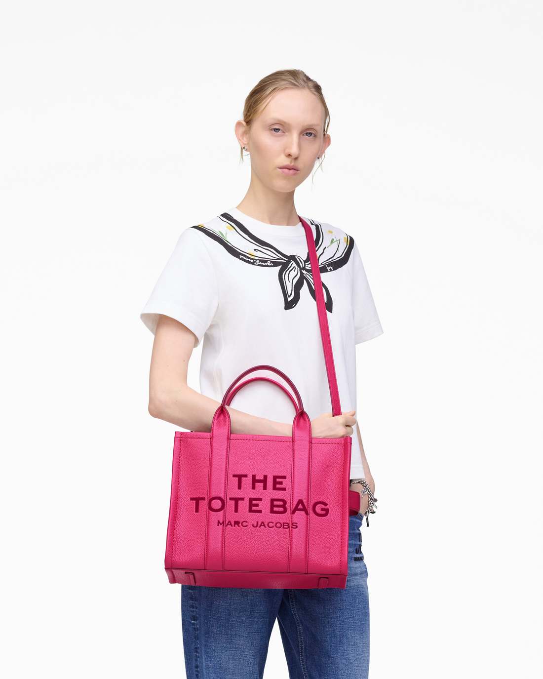 The Leather Medium Tote Bag Raspberry Pink - Marc Jacobs Trending