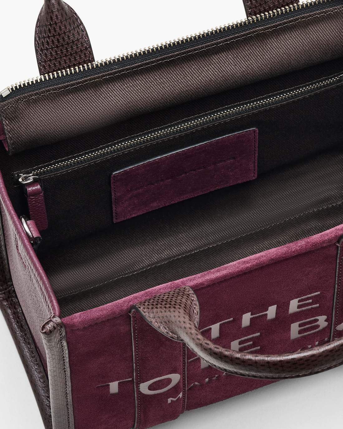 The Suede Small Tote Bag Dark Plum - Marc Jacobs Signature