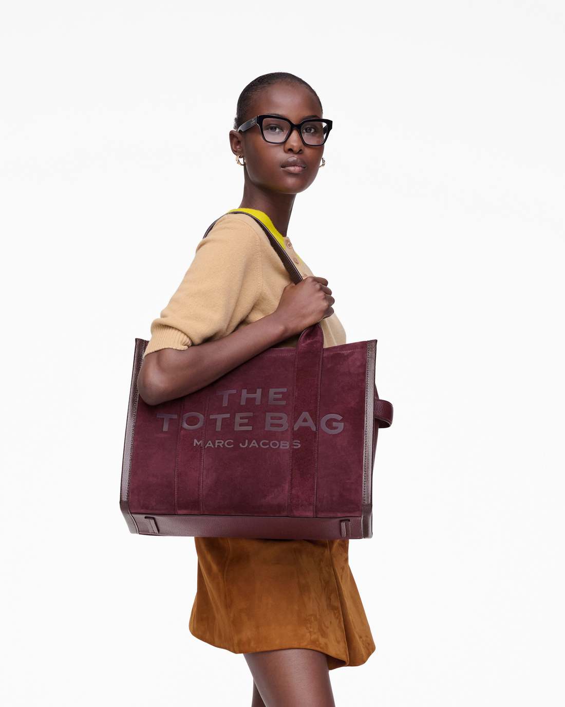 The Suede Large Tote Bag Dark Plum - Marc Jacobs Premium