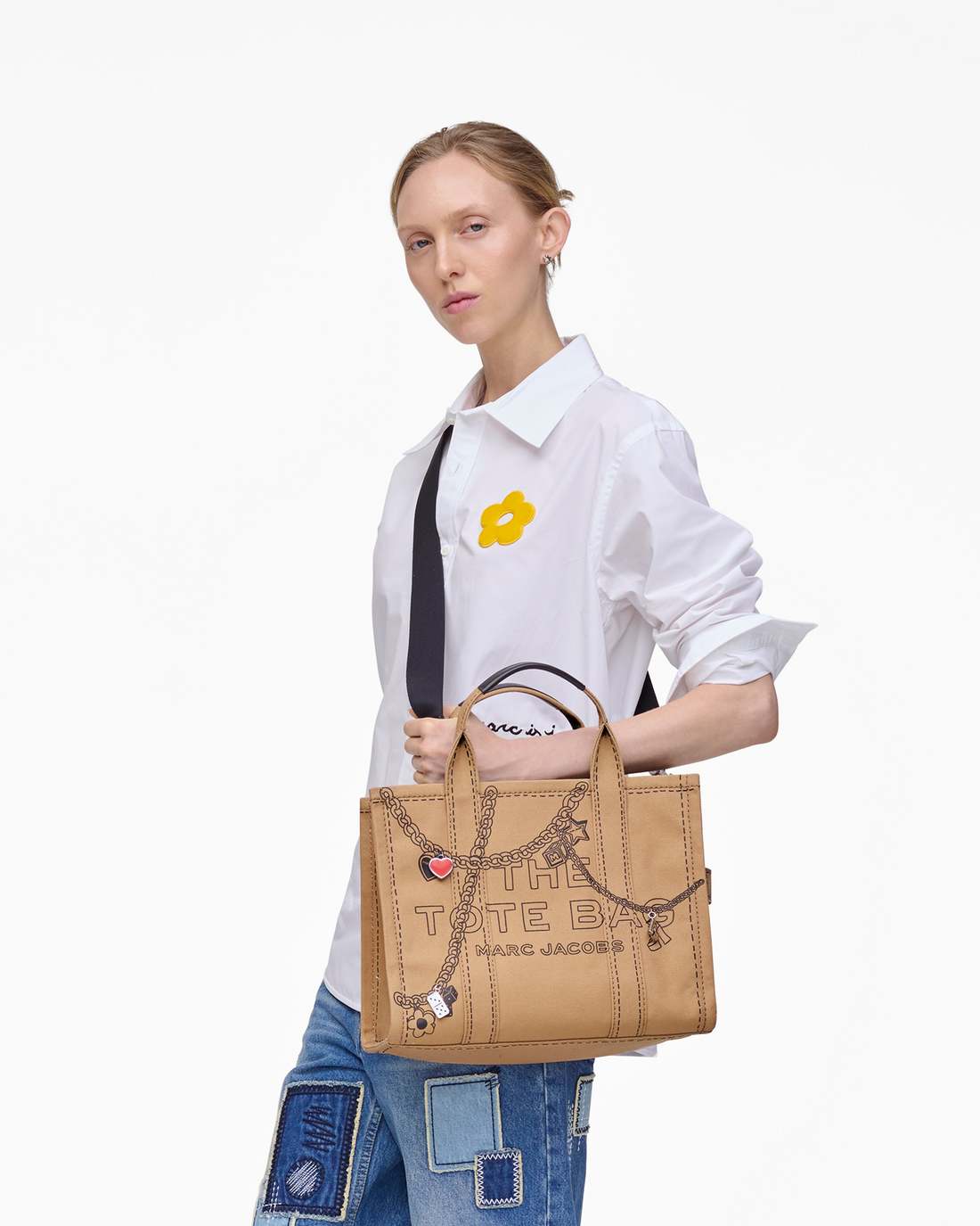 The Trompe L'Oeil Charm Canvas Medium Tote Bag Camel Multi - Marc Jacobs Recommended