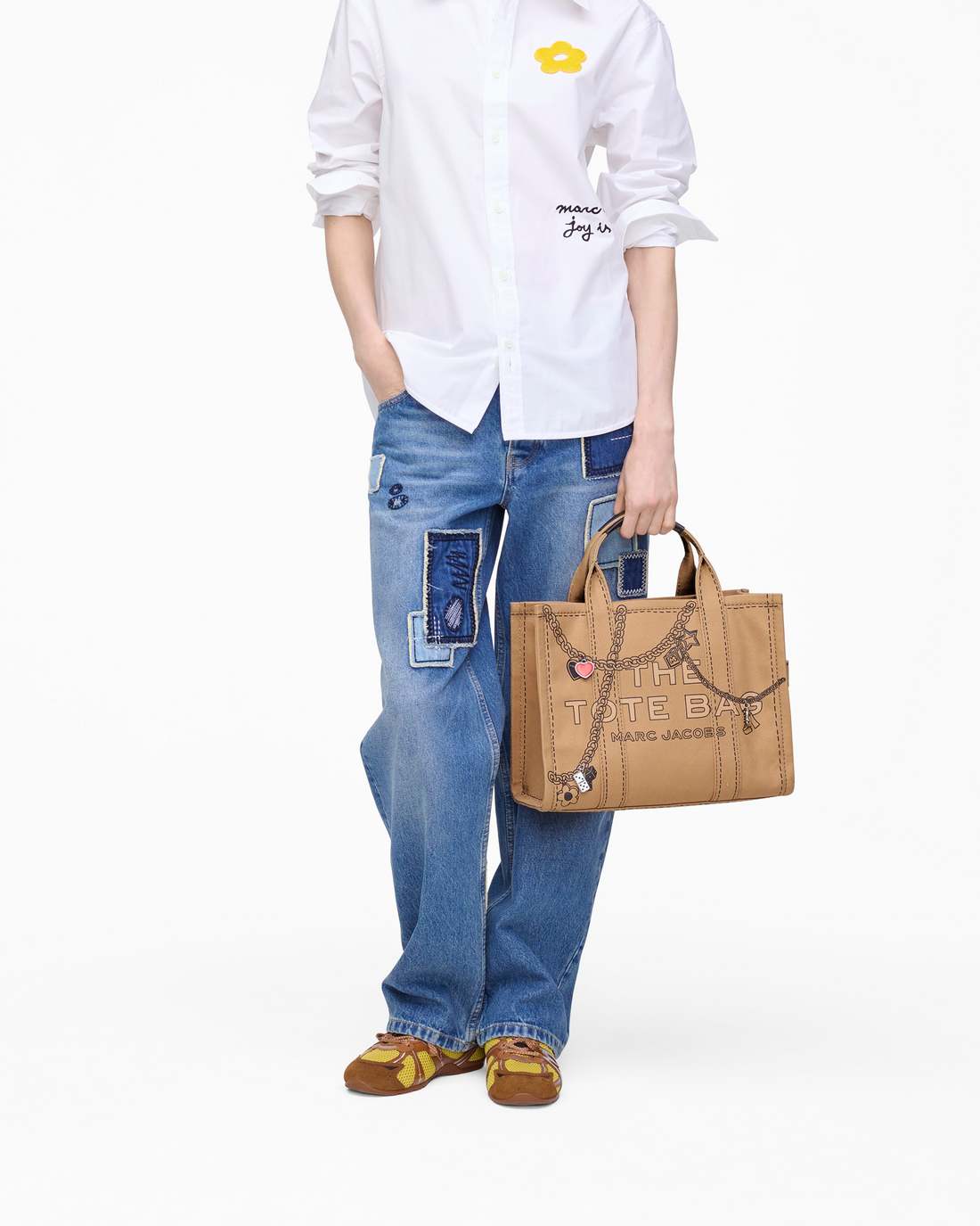 The Trompe L'Oeil Charm Canvas Medium Tote Bag Camel Multi - Marc Jacobs Recommended