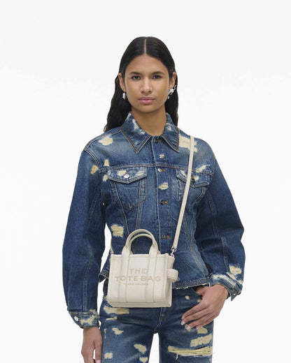 The Leather Crossbody Tote Bag Cotton/Silver - Marc Jacobs Premium