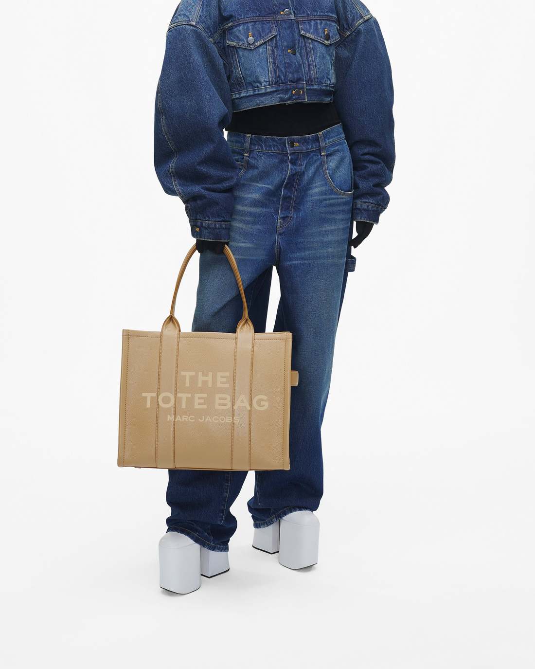 The Leather Large Tote Bag Camel - Marc Jacobs Signature