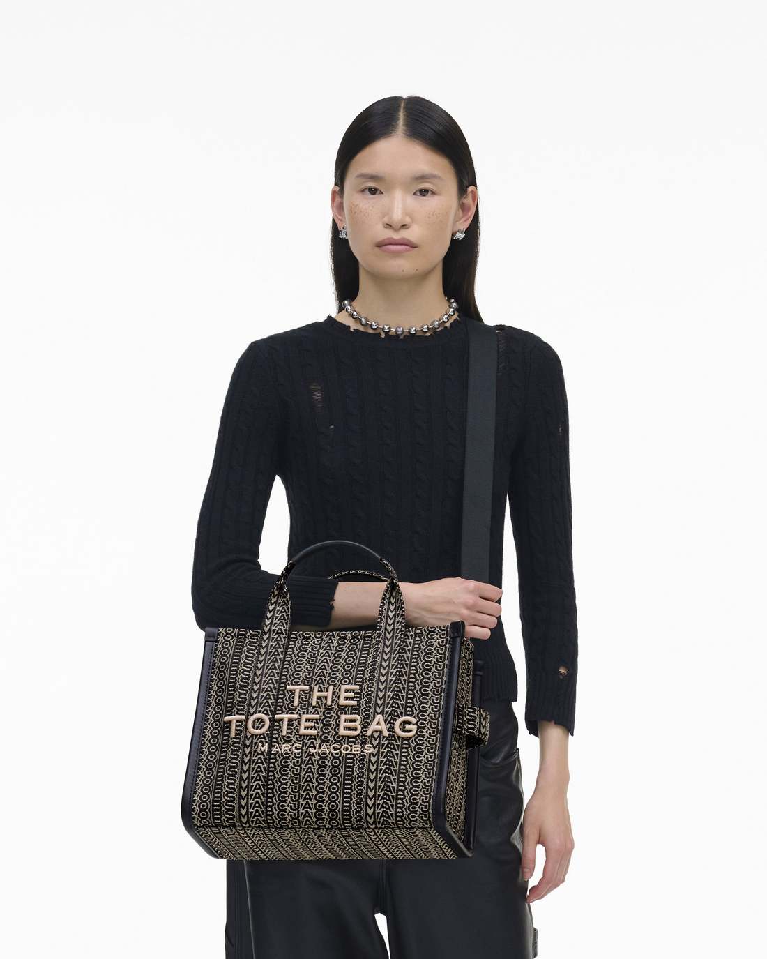 The Monogram Jacquard Medium Tote Bag Beige Multi - Marc Jacobs Featured