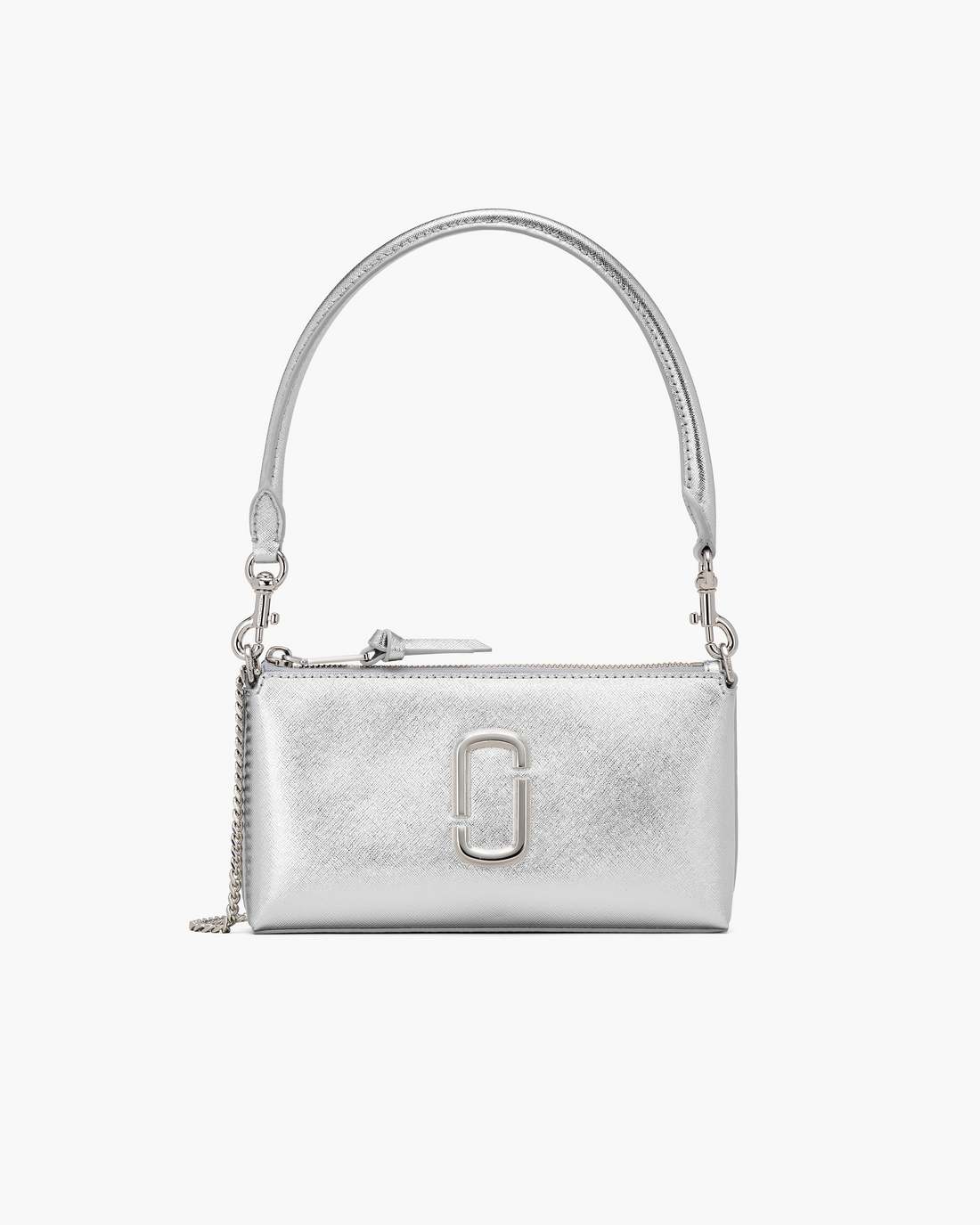 The Metallic Snapshot Convertible Shoulder Bag Silver - Marc Jacobs Premium