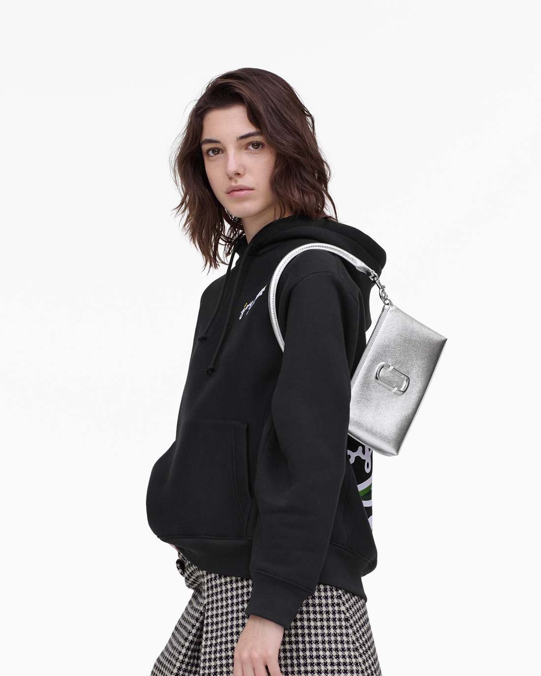 The Metallic Snapshot Convertible Shoulder Bag Silver - Marc Jacobs Premium