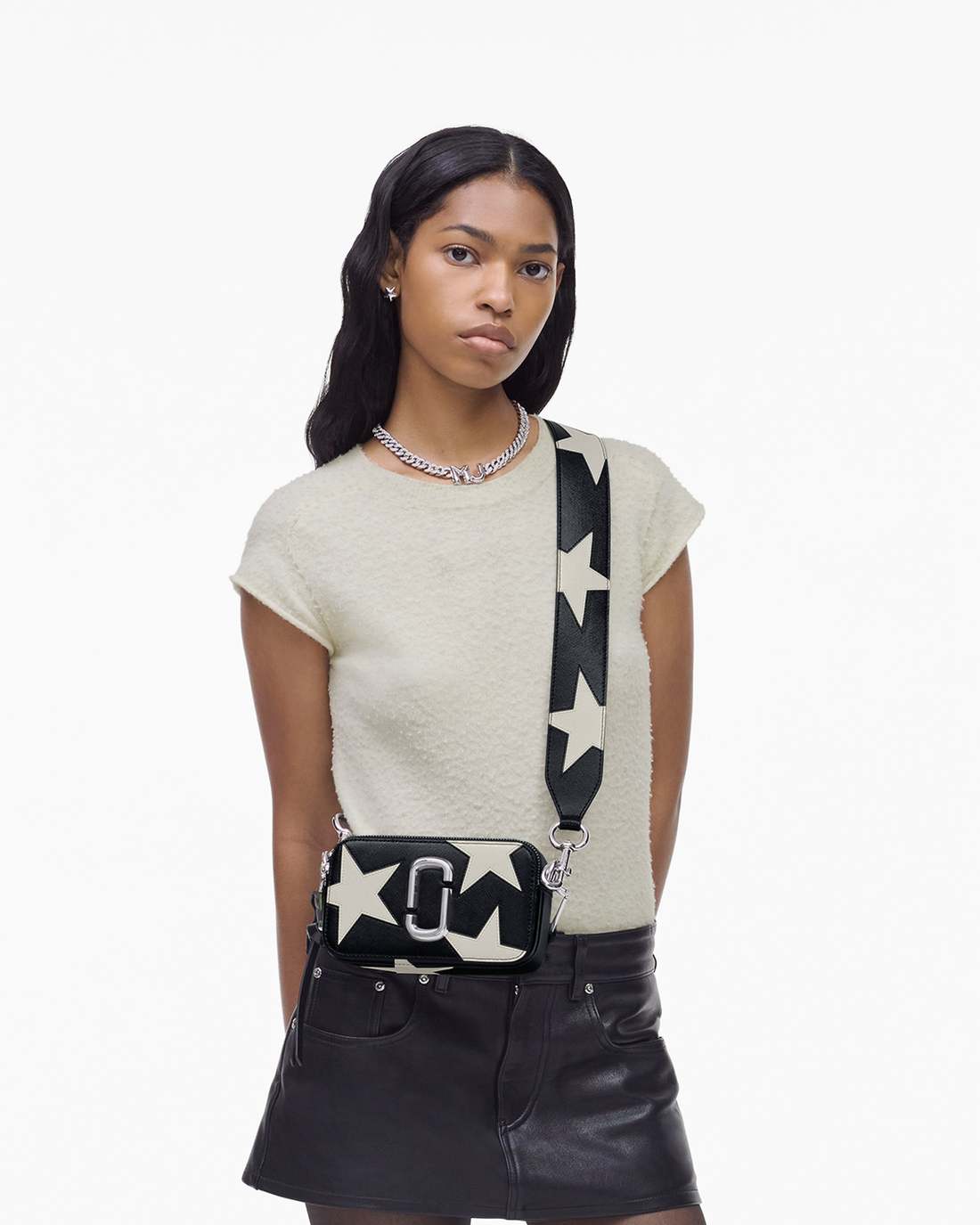 The Star Patchwork Leather Snapshot Black/White - Marc Jacobs Recommended