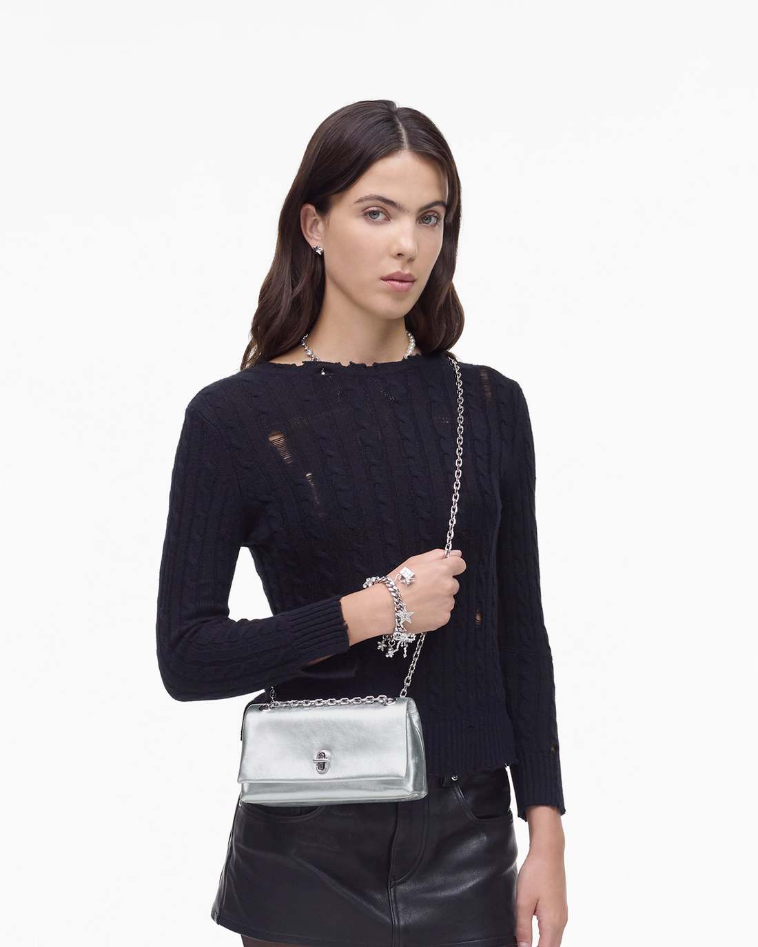 The Metallic Dual Chain Mini Bag Silver - Marc Jacobs New