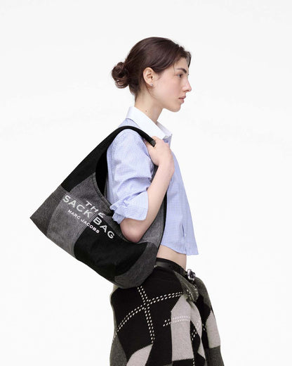 The Patchwork Denim Sack Bag Black Denim - Marc Jacobs Signature