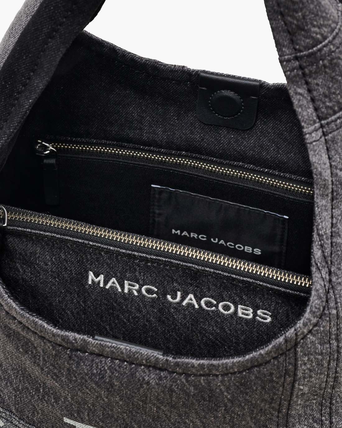The Patchwork Denim Sack Bag Black Denim - Marc Jacobs Signature