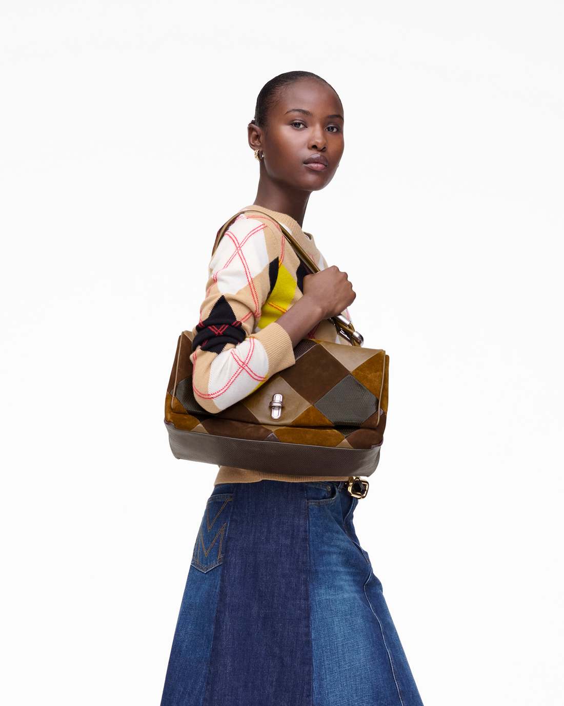The Suede Patchwork Large Dual Bag Brown Multi - Marc Jacobs Recommended