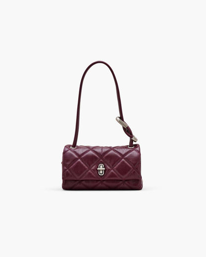 The Quilted Mini Dual Shoulder Bag Dark Plum - Marc Jacobs Signature