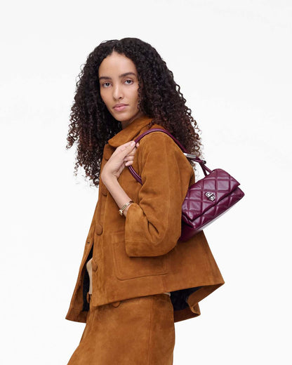 The Quilted Mini Dual Shoulder Bag Dark Plum - Marc Jacobs Signature