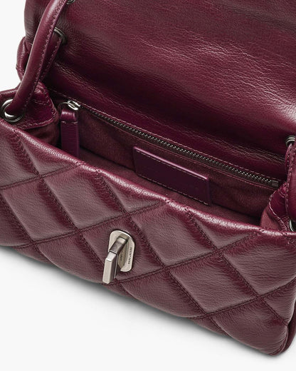 The Quilted Mini Dual Shoulder Bag Dark Plum - Marc Jacobs Signature