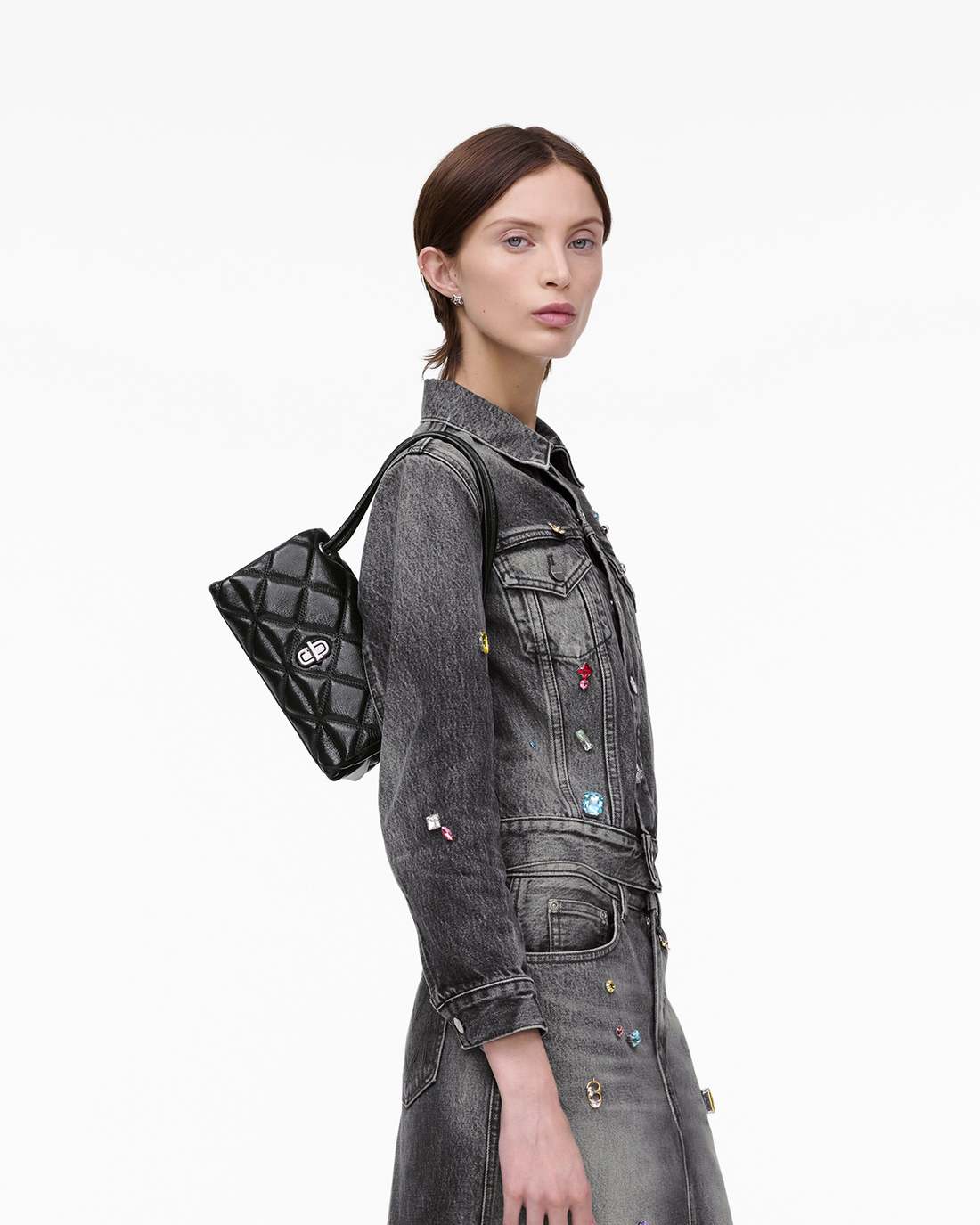 The Quilted Mini Dual Shoulder Bag Black - Marc Jacobs Premium