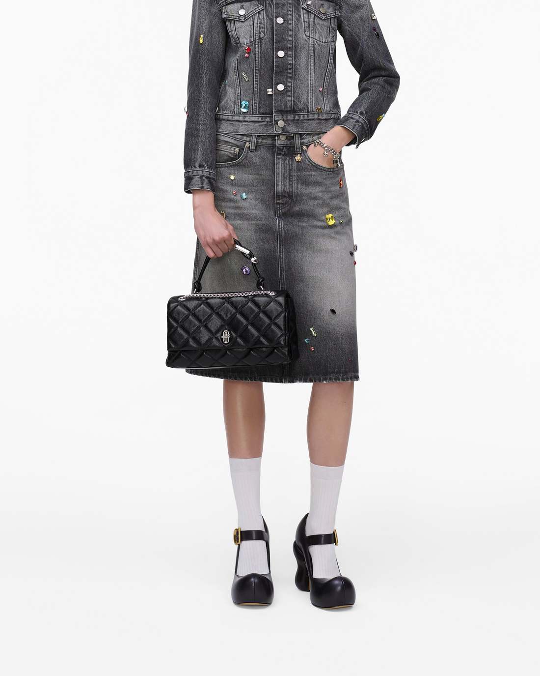 The Quilted Dual Convertible Shoulder Bag Black - Marc Jacobs Signature