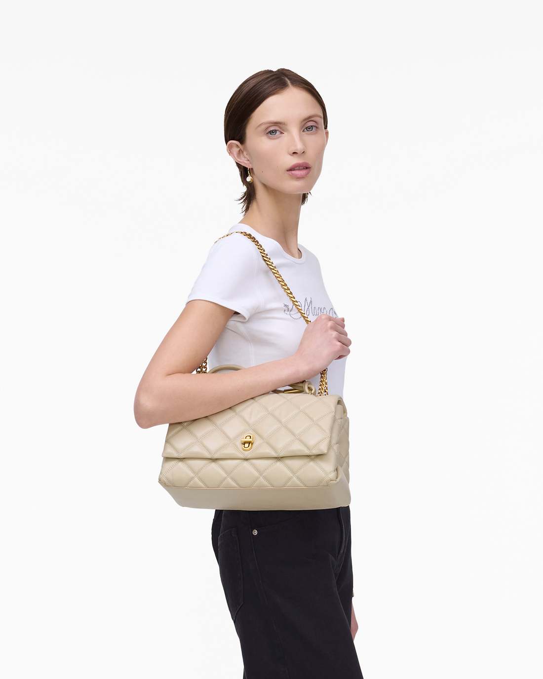 The Quilted Dual Convertible Shoulder Bag Cloud White - Marc Jacobs Premium
