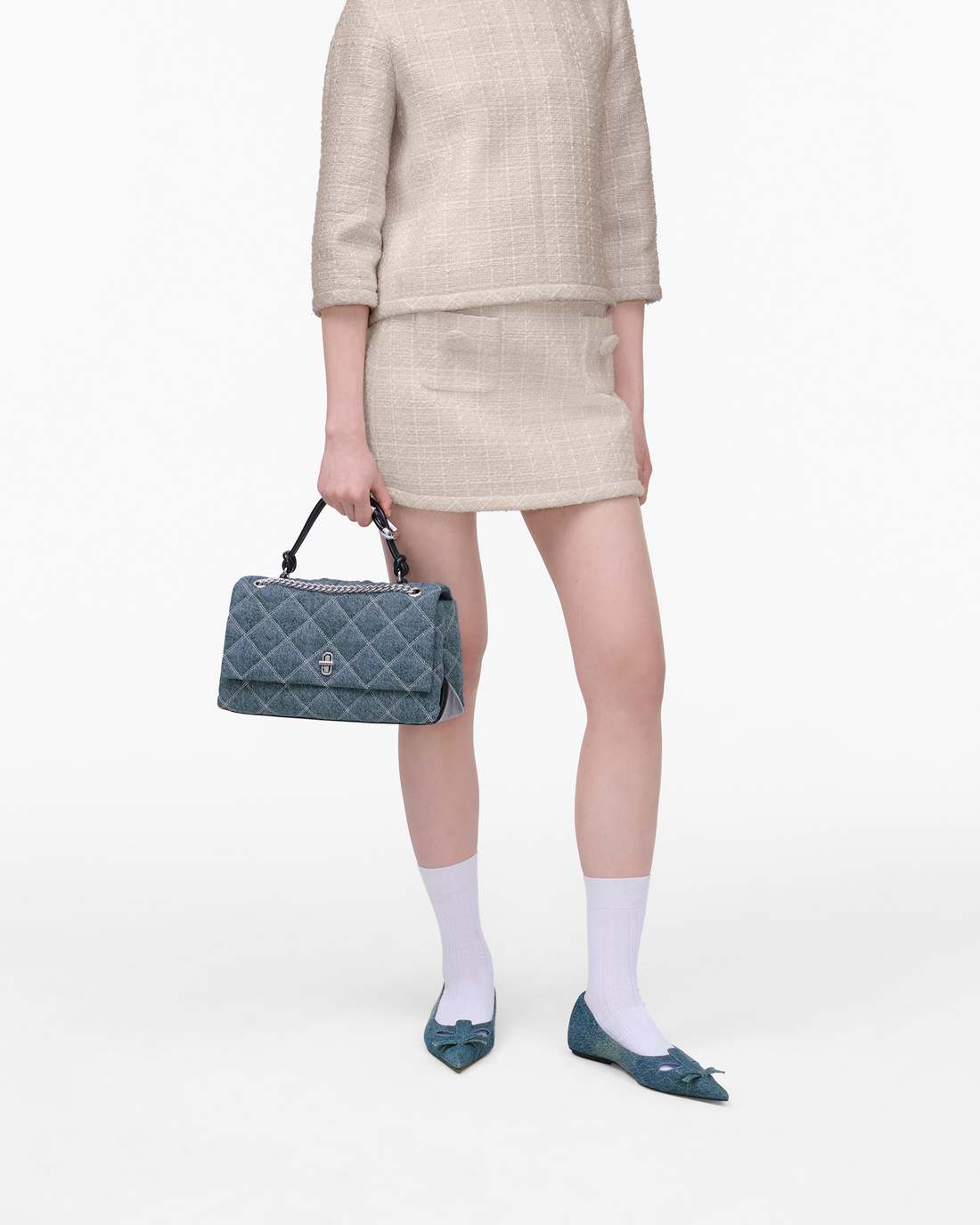 The Quilted Denim Dual Convertible Shoulder Bag Light Wash Indigo - Marc Jacobs Featured