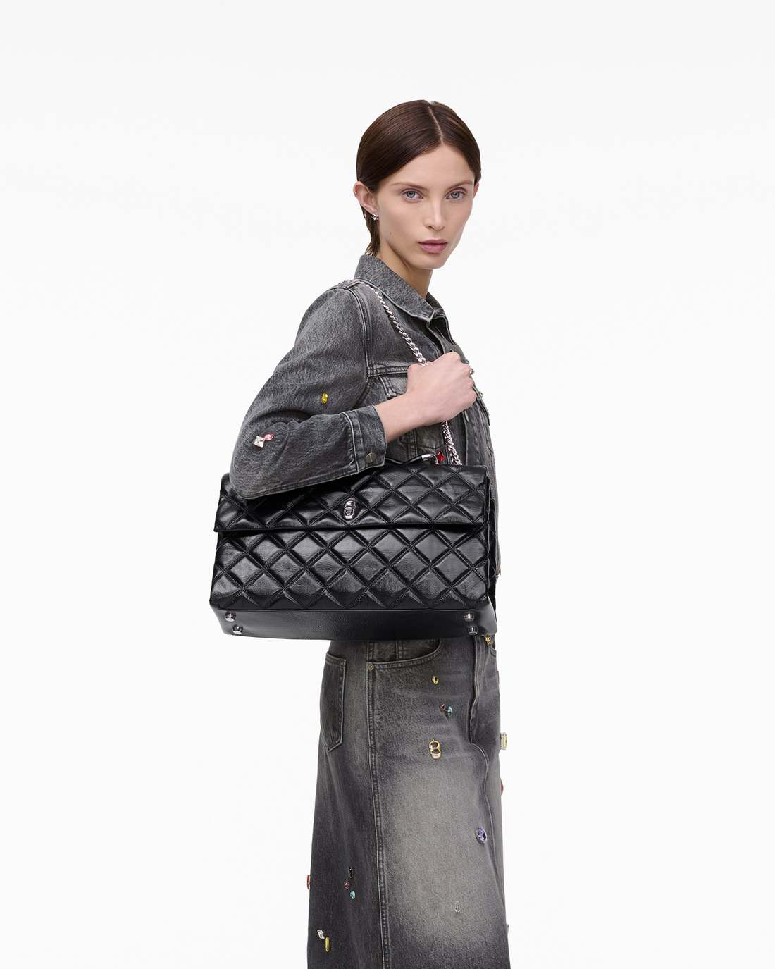 The Quilted XL Dual Convertible Shoulder Bag Black - Marc Jacobs Best Seller