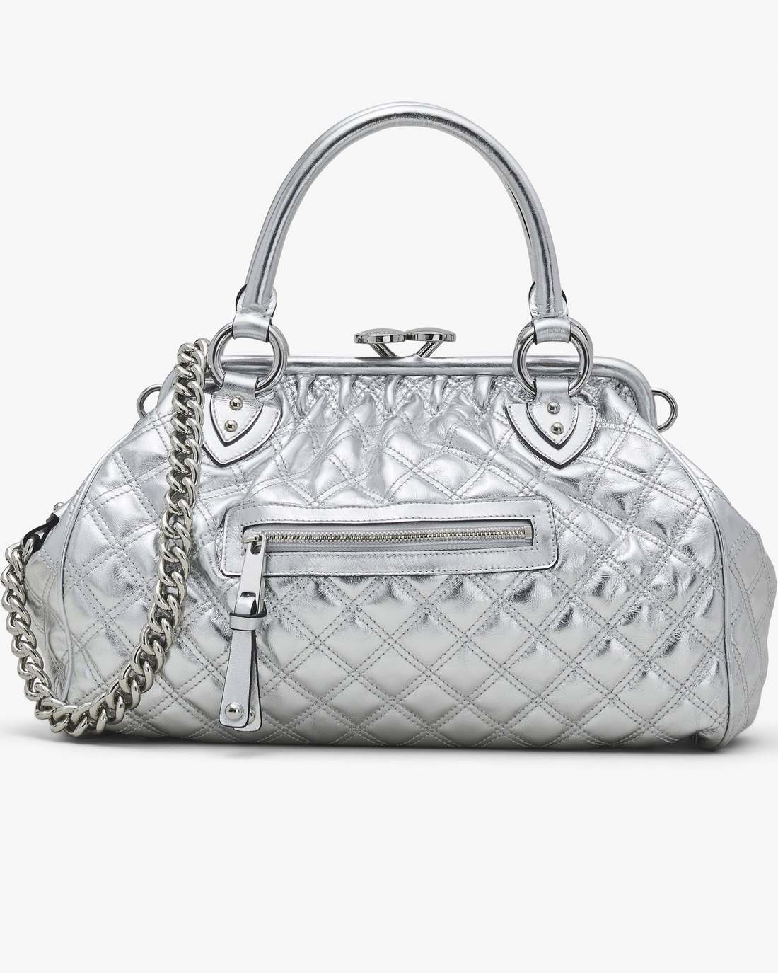 Re-Edition Quilted Metallic Leather Stam Bag Silver - Marc Jacobs New