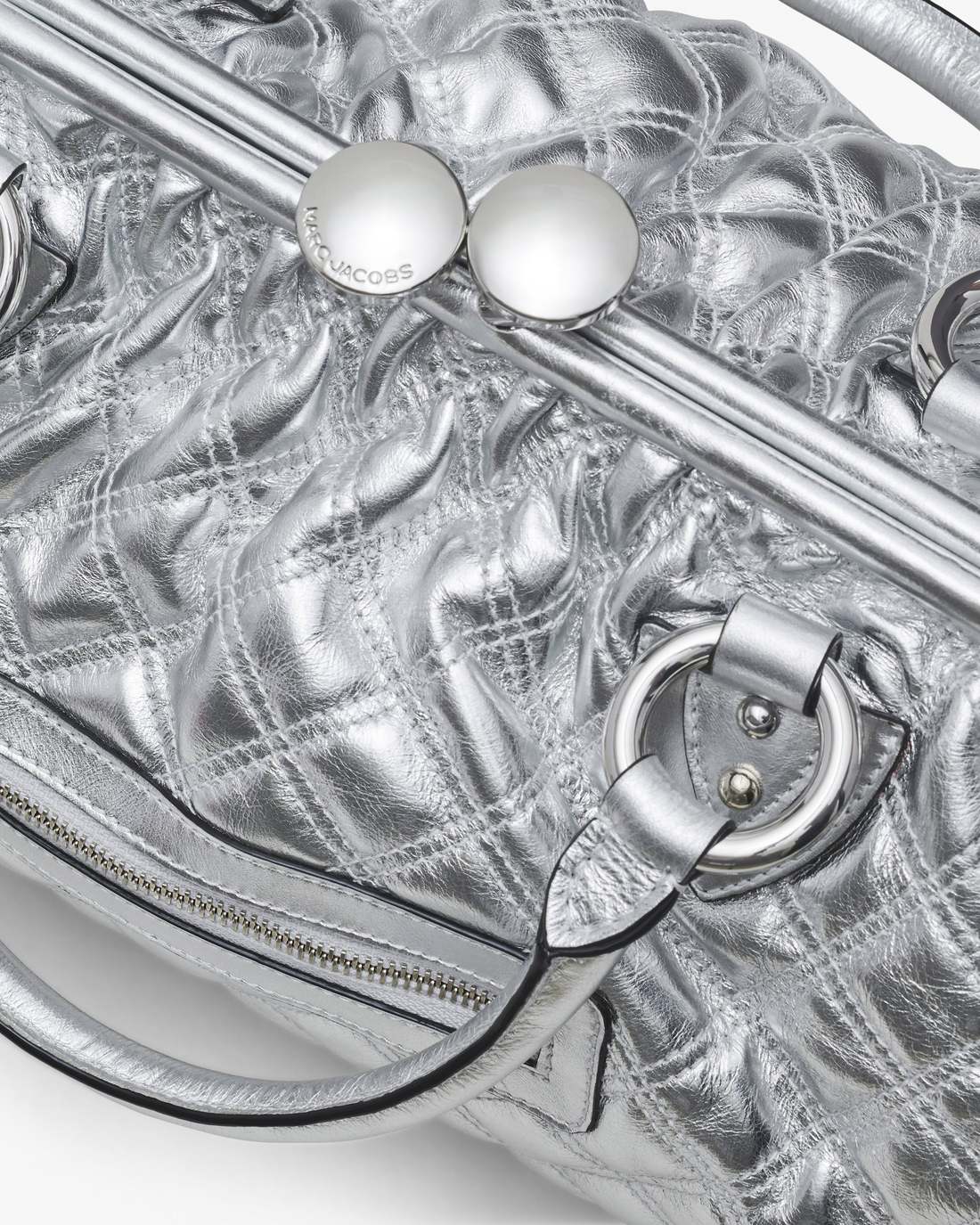 Re-Edition Quilted Metallic Leather Stam Bag Silver - Marc Jacobs New