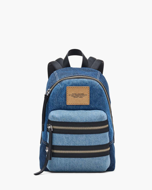 The Biker Colorblock Denim Medium Backpack Indigo Multi - Marc Jacobs Signature