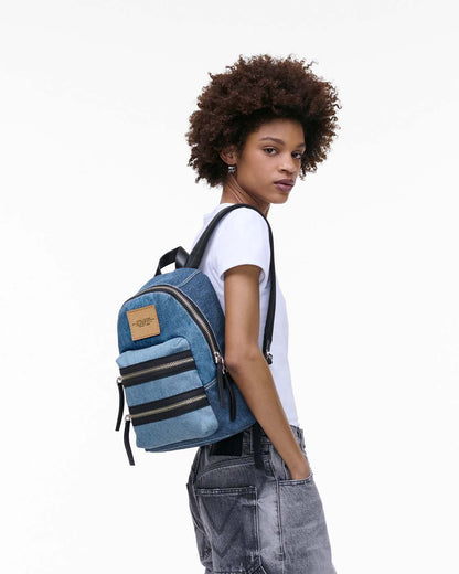 The Biker Colorblock Denim Medium Backpack Indigo Multi - Marc Jacobs Signature