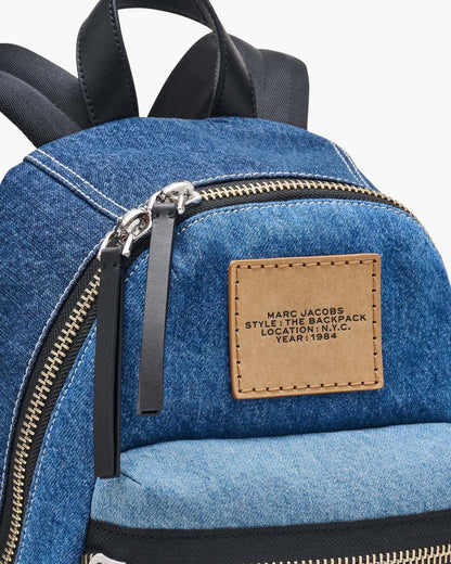 The Biker Colorblock Denim Medium Backpack Indigo Multi - Marc Jacobs Signature