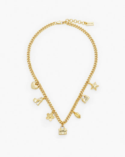 The Mini Icon Charm Necklace Light Antique Gold - Marc Jacobs Exclusive